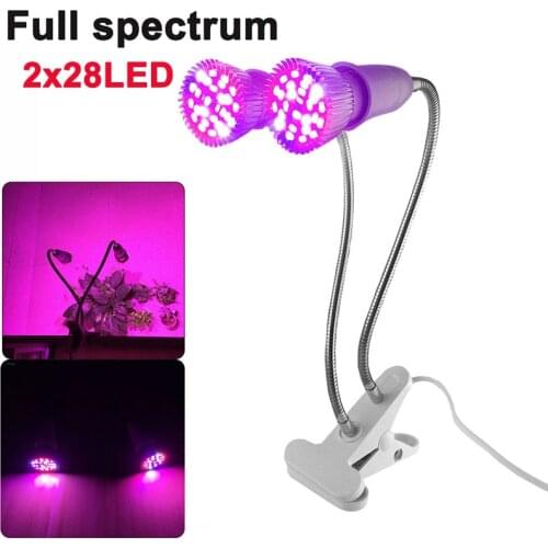 Full Spectrum Dual Head 28 LED Bulbs Plant Grow Light Lamp Plants Flower Growing Lights Indoor Hydroponic Greenhouse Lamps