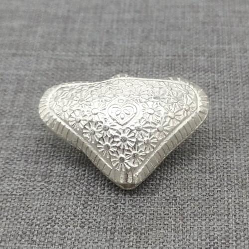 Thai Karen Hill Tribe Silver Shiny Large Love Heart Bead with Flower Imprint