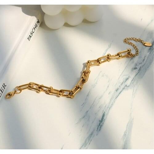 Unique Design Horseshoe Buckle U-shaped Chain Three ColorsTitanium Steel Bracelets For Women Fashion Jewelry Love Gifts