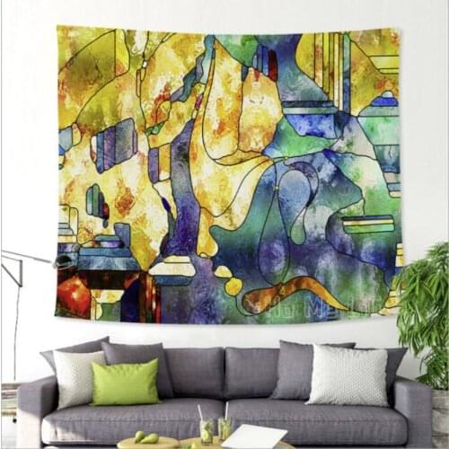 Unique Psychedelic Watercolor Tapestry Of Abstract Art Integrated With Media Artists To Decorate A Modern Home