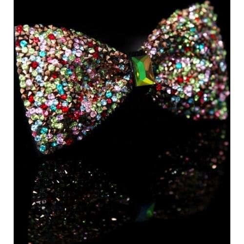 2020 High Quality Mens Noble Diamond Designers Brand Butterfly Bowties Shiny Gold Silver Romantic Wedding Groom Bow Tie for Men