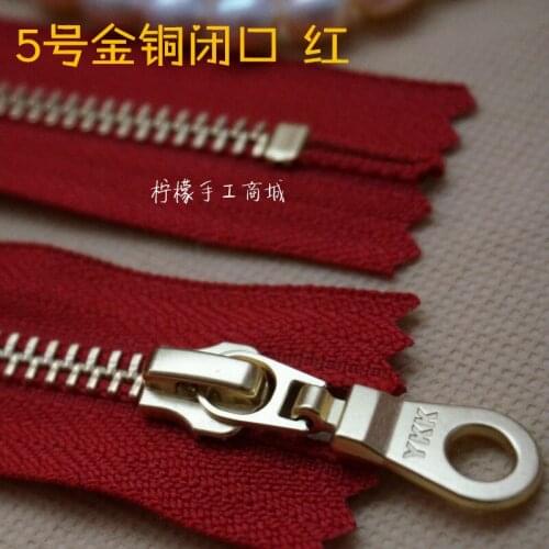 YKK5 metal gold copper closed zipper 15-50cm red all kinds of clothing pocket purses