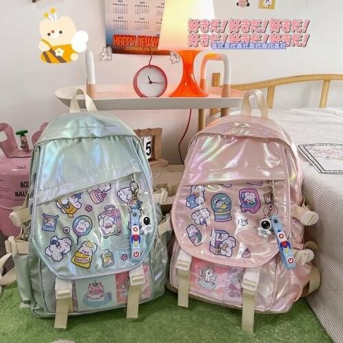 2021 Fashion Pearly Gradient Oxford Women Backpack Student School Bags for Teenage Girl Holographic Sac A Dos Mochila Travel Bag