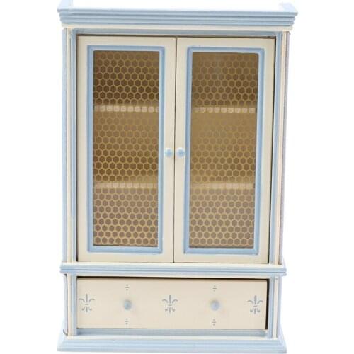 1:12 Scale Dollhouse Miniature Wooden Furniture Cupboards Bookshelf Display Cabinet Pretend Furniture