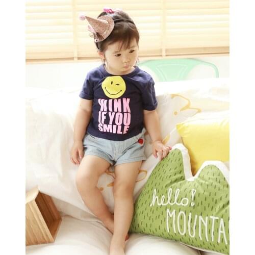 2016 summer new Korean exports to South Korea original smile boy girl cotton T-shirt children clothing