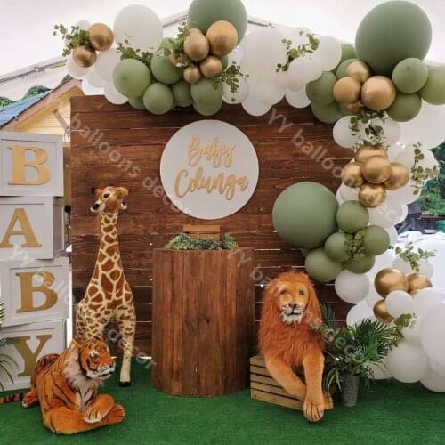 2021 New Year DIY Retro Green Latex Balloons Birthday Baby Shower Weddings Party Balloon Garland Arch Kit Globos Decoration