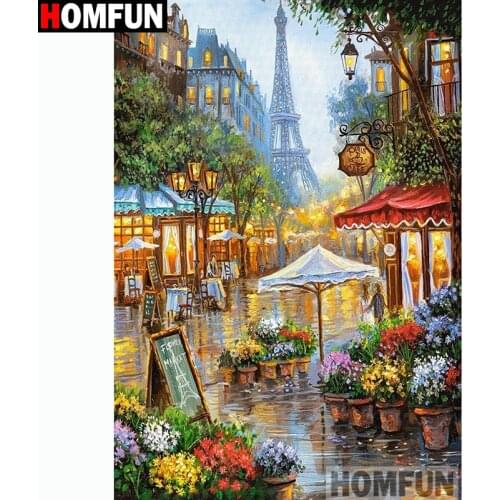 HOMFUN Full Square/Round Drill 5D DIY Diamond Painting "Flower street" Embroidery Cross Stitch 5D Home Decor Gift A13864