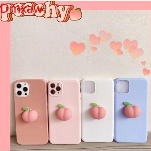 Cute 3D Peach Phone Case For Xiaomi Mi 11 10T 10 Pro Ultra Lite Note 10 Pro Lite Poco X3 C3 M3 F3 X2 Soft TPU Cover