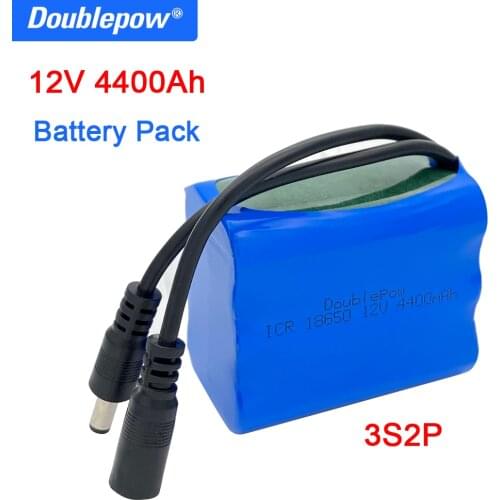 Doublepow 12v 4.4 Ah 18650 Rechargeable batteries 12V 4400mAh with BMS Lithium Battery pack Protection Board For CCTV Camera