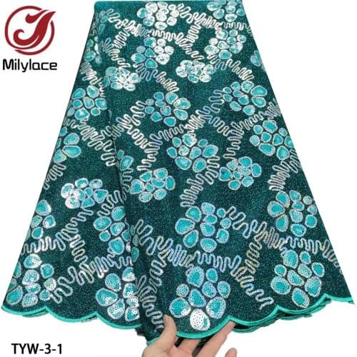 Hot Sale African Double Organza Lace with Sequins High Quality Lace Embroidery French Lace Fabric for Dress TYW-3