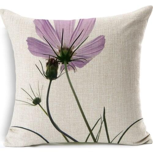 Hot Sale Pillow Covers Elegant Pink Flower Pattern Hot Sell Design 45X45CM Linen Pillow Cover \ Home Decorative Linen Cushion