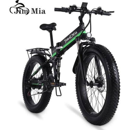 Jimmia1000W 4.0 fat tire beach electric bicycle 48V foldable snow mountain bike