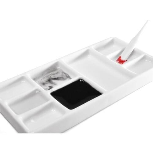 Ceramic Square Multi-grid Paint Palette Watercolor Gouache Paint Disc Porcelain Disc Jingdezhen Palette Paint Disc