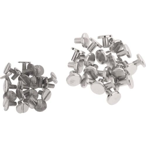 20 Sets Round Flat Studs and Spikes Metal For Leathercraft Punk DIY 8mm