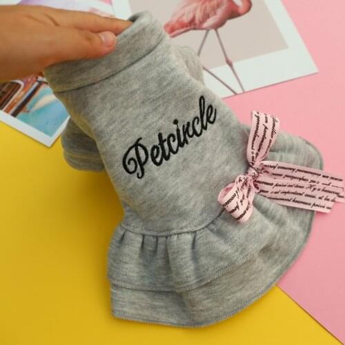 Cute Bow-tie Dog Princess Dress Autumn Winter Pet Dog Dress For Wedding Party Girl Dog Clothes For Teddy Bichon Puppy Dress Girl