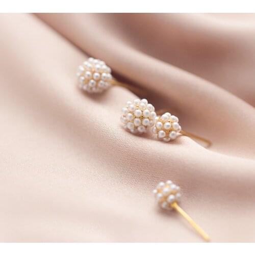 MloveAcc 925 Sterling Silver Pearls Ball Earrings for Women Simple Lady Exquisite Small Stud Earring