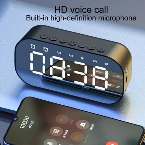Multifunctional Mini Bluetooth 5.0 Wireless Speaker Mirror Stereo for Home Office Radio Alarm Clock Function Convenient Carry
