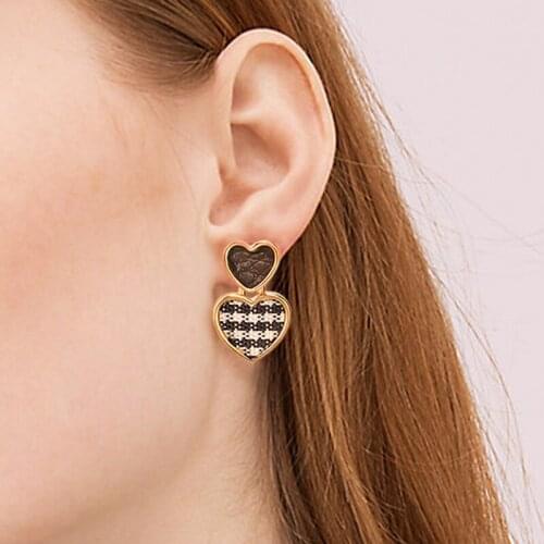 Fashion Jewelry Summer popular Gold Heart Drop Earrings lattice Stripe Earrings For Vacation Party Wedding Jewelry