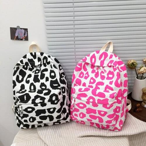 New Fashion Leopard Printing Women Large Capacity Backpack Students Preppy Style School Bags Ladies Casual Shoulder Ruckpack