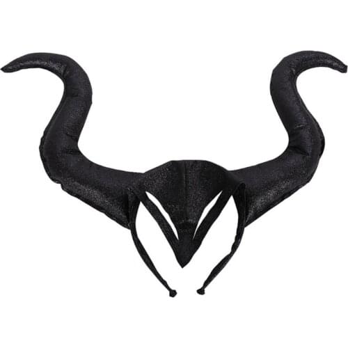 Adult Children Kids Demon Black Long Horn Hair Hoop Cloth Wrapped Headband Halloween Christmas Costume Cosplay Party