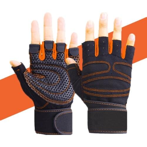 Weight Lifting Gym Workout Gloves with Wrist Wrap Breathable Non-Slip Half Finger Exercise Bodybuilding Fitness Crossfit Gloves