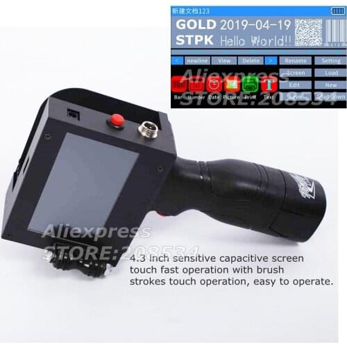 Mobile portable hand jet handheld thermal inkjet printer for logo/ expiry date/batch code/ serial number/label/barcode /qr code