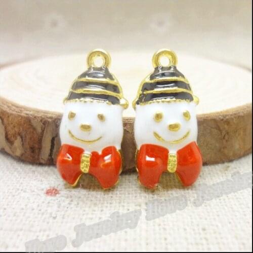 Wholesale 20PCS Gold-color Christmas Snowman Charms Pendant Fit Bracelets Necklace DIY Metal Jewelry Making