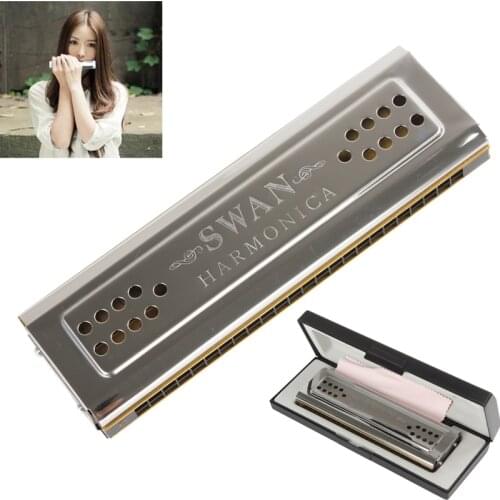 Professional Swan 24 Holes Key Of C&G Double-side Tremolo Harmonica Musical Instrument