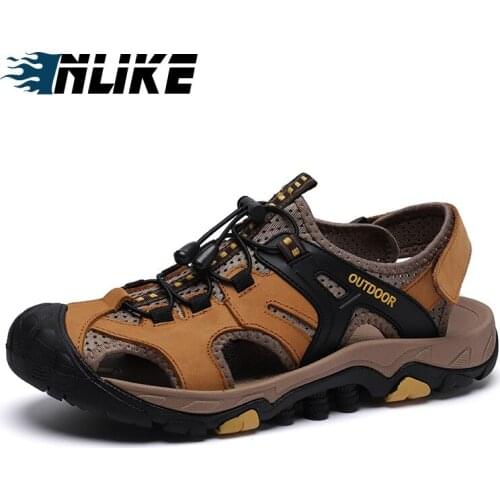 Genuine Leather Men Summer Sandals Big Size Vintage Style Male Casual Beach Shoes