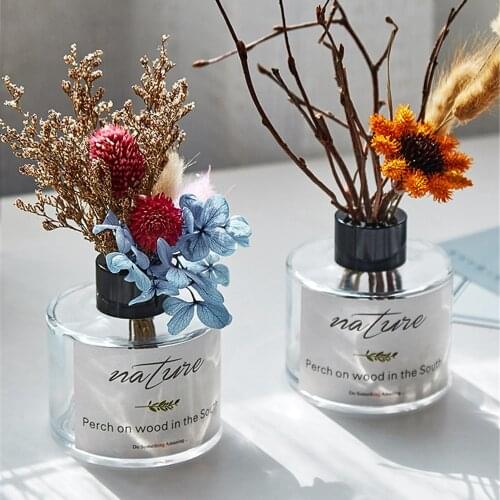 Scandinavian Glass Vase Vogue Dry Flower Bottle Ins Floral Storage Transparent Table Vase Nordic Home Desktop Ornaments