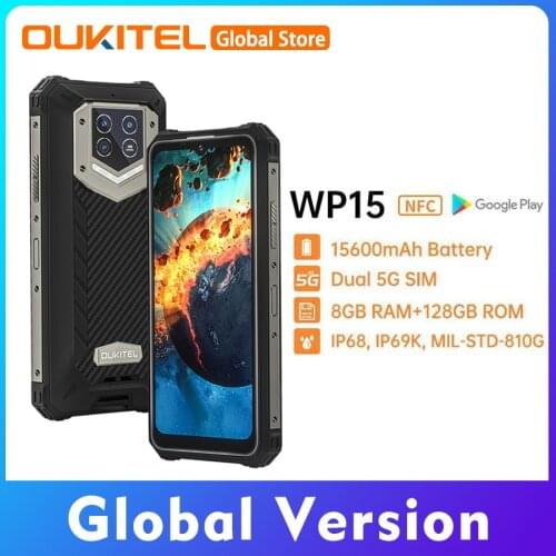 OUKITEL WP6 6.3"FHD+ MT6771 Octa Core 4GB 128GB 16MP Triple Cameras Rugged Smartphone 10000mAh IP68 Waterproof 4G Mobile Phone