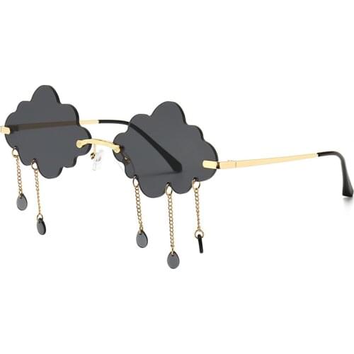 Vintage Clouds Tassel Steampunk Sunglasses Fashion Rimless Driving Glasses Women Men Frameless Punk Glasses Shades UV400