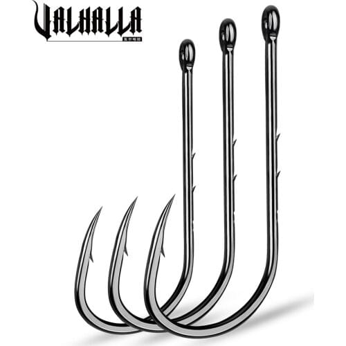 VALHALLA 1000pcs Fishhooks 6#-6/0# Carbon Steel Single Circle Sharp Barbed Jig Bait Hook Fishing Hooks Sea Tackle Accessories