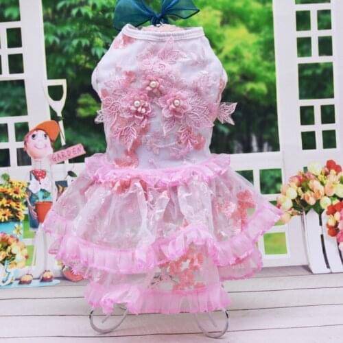 Spring Summer Sweet Lace Pets Flower Skirt Gauze Dog Dress Cat Skirt Dog Clothes for Small Medium Doys Teddy Chihuahua
