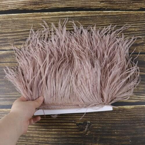 15-20Cm Leather Pink Ostrich Feathers Trims Ribbon Decoration Accessories For Needlework Handicrafts Plume Trim Home Decor Craft