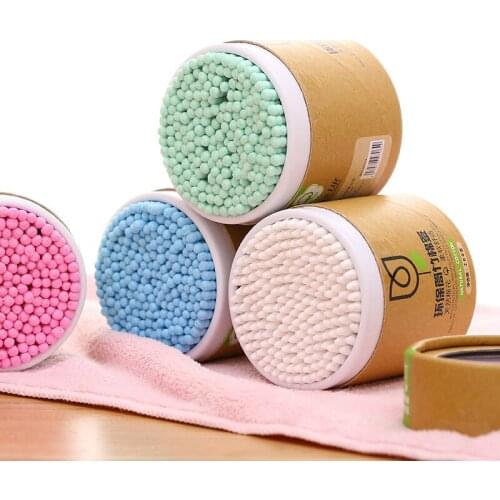 200pcs/Box Bamboo Natural Cotton Swabs Cotton Sticks Ears Clean Tools Cotton Bud Double-Headed Soft Women Makeup T1017