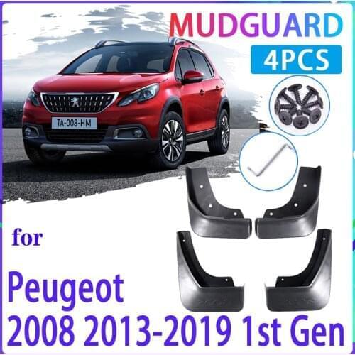 4 PCS Car Mud Flaps for Peugeot 2008 2013~2019 2014 2015 2016 2017 2018 Mudguard Splash Guards Fender Mudflaps Auto Accessories