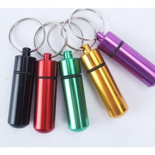5 pcs Waterproof Pill Bottle Outdoor travel full sealed keychain round aluminum alloy first aid bottle First Aid Survival