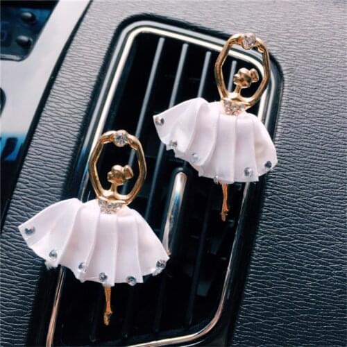 Free 1pcs Fragrance Auto Outlet Air Freshener Car Air Vent Perfume Styling Solid Fragrance Diamond Ballet Girl Decor Accessories