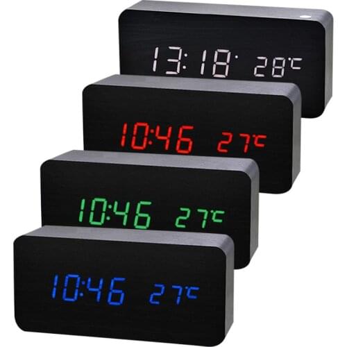 Modern Led Alarm Clock Temperature Humidity Electronic Desktop Digital Table Clocks
