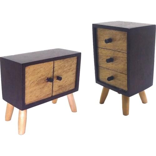 Miniature Dollhouse Wood Cabinet,1:12 Furniture Storage Cabinet Living Room Decoration