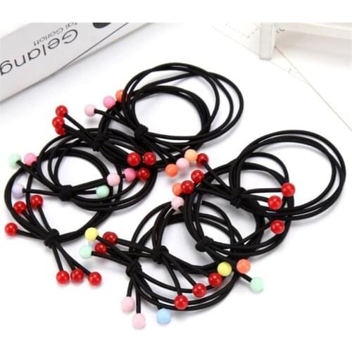 10pcs Girl reative Red Bead Elastic Hair Bands Bohemian Headband Scrunchy Korean fashion Rope Ties Hair Accessories For Women