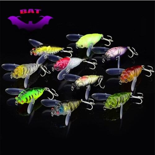 10pcs 40mm 5.5g artificial bug lure floating fishing cicada baits for creek fishing tackle hard cicada lure gildbait