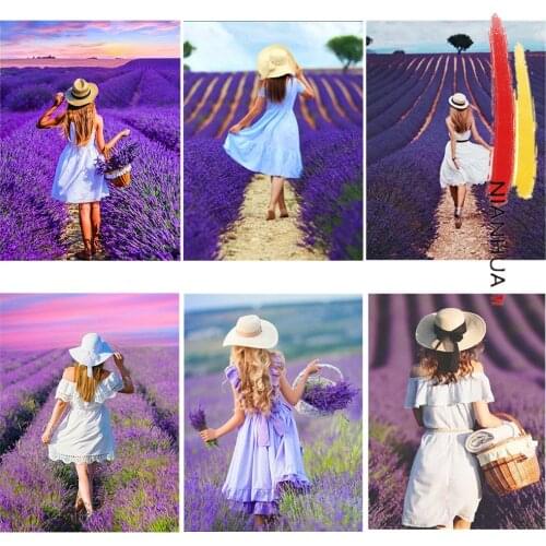 NIANHUA Square Diamond Embroidered Woman 5D DIY Round Cross Stitch Flower Sea Landscape Art Kit Orangutan Home Decoration