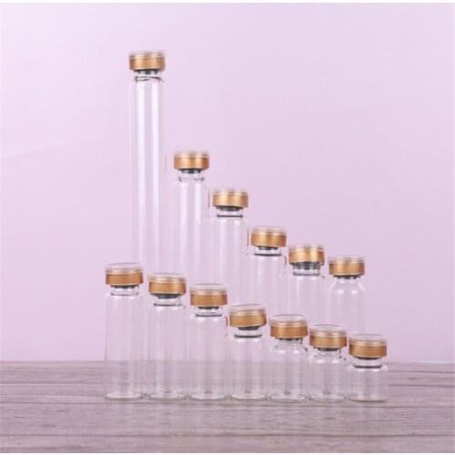 200pcs 3ml-25ml Experimental Test Liquid Containers Clear Injection Glass Vial/Stopper With Flip Off Caps Small Medicine Bottles