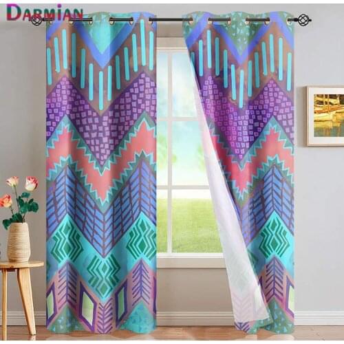 DARMIAN Creative Chevron Pattern Design Blackout Curtains for Living Room Bedroom Modern Home Decortion Thermal Insulated Drapes