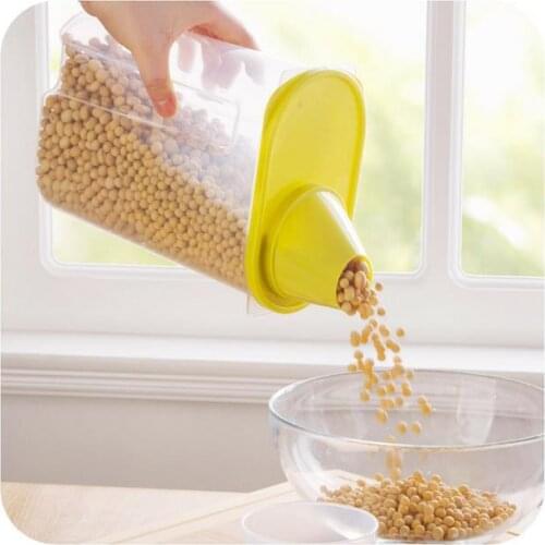 Cover with Hole Seal Pot Kitchen Food Storage Tank Creative Storage Bottles Plastic Easy Pouring Grains(1 Large+1 Small)2PCS/Set