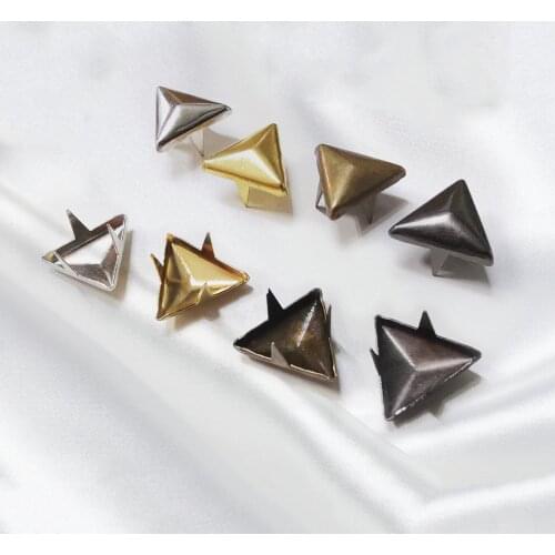 100sets Brass Triangle Claw Rivets Fashion Clothing Studs Leather Craft Bag Belt Garment Shoes Collar DIY Decor Accessories
