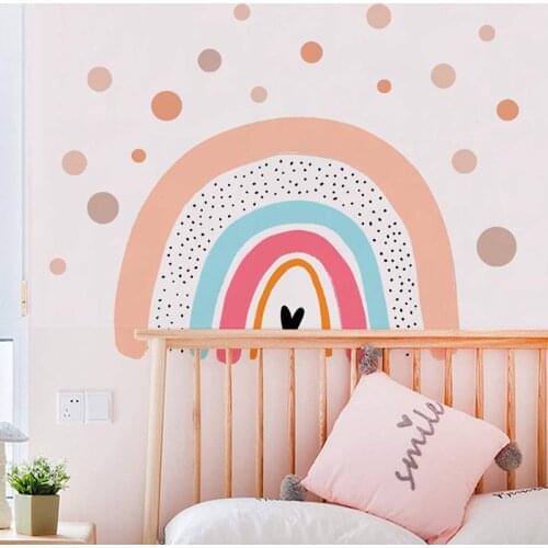 Love Heart Rainbow Wall Stickers for Babys room Bedroom Tile Wall Decor Removable PVC Wall Murals for Room Decoration Home Decor