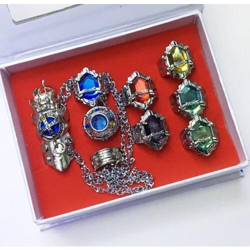 8pcs/Set Katekyo Hitman Reborn Sawada Tsunayoshi Metal Pendant Jewelry Fingerring Rings Party Cosplay Gift